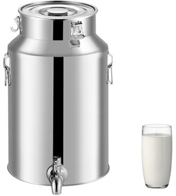 KELUNIS Contenedor De Leche De Gran Capacidad Lechera De Acero Inoxidable Lata Para Transportar Leche Para Cocina Restaurante Y Fiestas,5L
