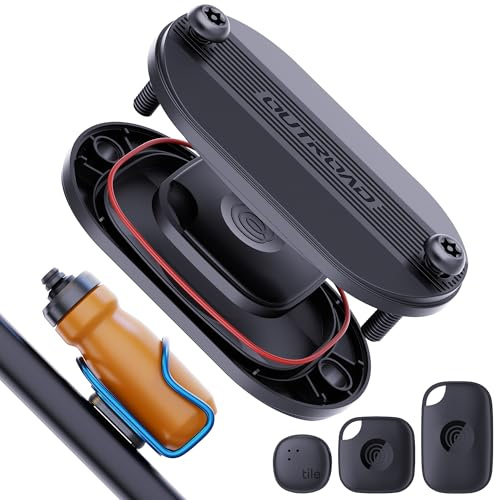 for Tile Bike Mount- Compatible with Tile Pro/Mate/Sticker, IPX8 Waterproof Bike GPS Tracker Holder, Hidden Under Bottle Cage or Alone, Extended M5 Black Safety Screws with Driver (1 Pack-Black)