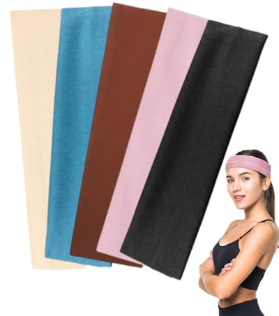 JUKOTA 5 PCS Fasce per Capelli, Sportiva Fascia Capelli, Fascia Capelli Donna, Headband Unisex, Fascette Antiscivolo per Sport, Yoga, Pulizia del Viso, Fitness