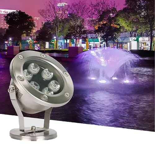 JOUFNING Luz LED Sumergible Para Fuente - Lámpara Subacuática Para Piscina De 12 V CA, Luz Empotrada Para Estanque Impermeable IP68, Foco Giratorio Para Iluminación De Paisajes(Yellow,3W)