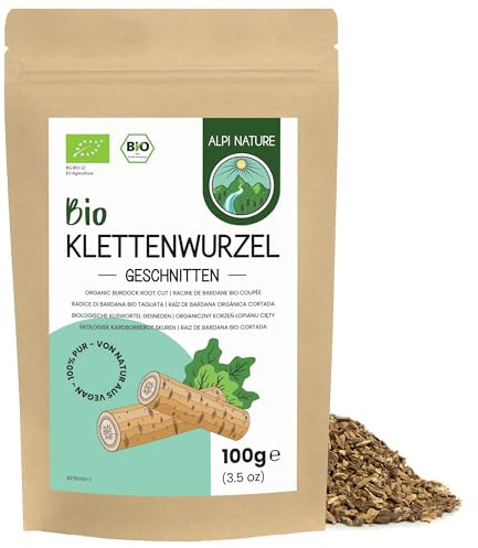 Alpi Nature Raíz de Bardana Infusión Orgánica 100g, Trozos de Raíz de Bardana Secos y Cortados, Té Suelto
