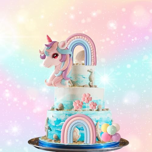 Unicorn Cake Topper – Magical Rainbow Cake Decorations for Unicorn Themed Parties, Birthday Cakes & Special Occasions