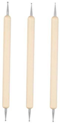 VILLFUL Set 3 Stilo a Sfera per Modellare Argilla e Ceramica, Strumenti per Goffratura e Incisione Manico in Legno, Accessori per Scultura Artistica e Lavori Artigianali