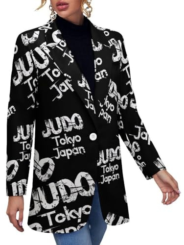 Japan Judo Tokyo Blazer for Women Casual Long Sleeve Open Front Lapel Suit Jacket Business Coat