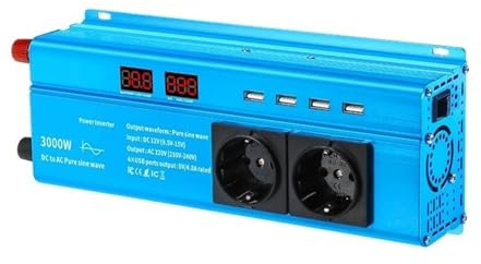 Convertitore Potenza Da 3000 W CC 12 V A CA 220 V 230 V Con Display LED 4 USB Trasformatore Presa Universale UE Inverter A Onda Sinusoidale Pura Invertitore(EU 50Hz)