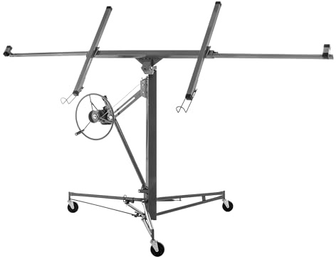 ECLIVON XXL Plattenheber Klappbar bis max. 68 kg für Trockenbau, max. Breite 2,90 m, Arbeitshöhe Höhenverstellbar 140-350 cm, Hebewerkzeug Heber für Innenausbau, 3 Räder mit Feststellbremse, Grau