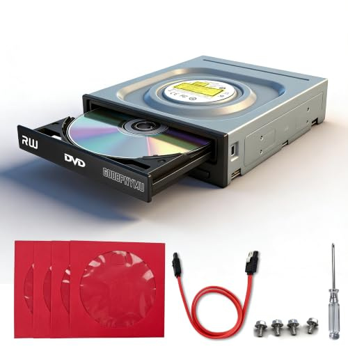 GODBPNYMU Internal 5.25 SATA DVD/CD Burner, 24x Optical Drive for PC Tower