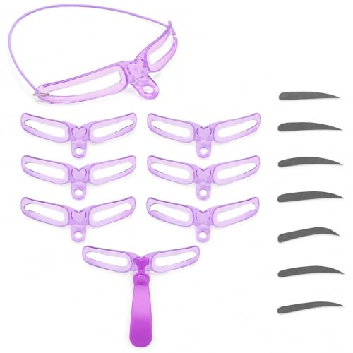 8 Eyebrow Stencils with Handle Strap Reusable Shaping Kit for Beginners | For Easy At-Home Shaping, Ideal For Beginners, Travel, And Daily Use, Lightweight With Built-In Handles.