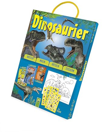 Dinosaurier Spaß-Set: Set mit Malbuch, Bastelbuch, Rätselbuch und Stickern