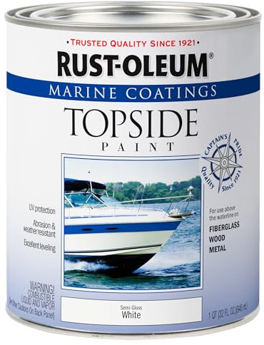Rust-Oleum 207000 Marine Coatings Topside Paint, Quart, Semi-Gloss White 32 Fl Oz (Pack of 1)