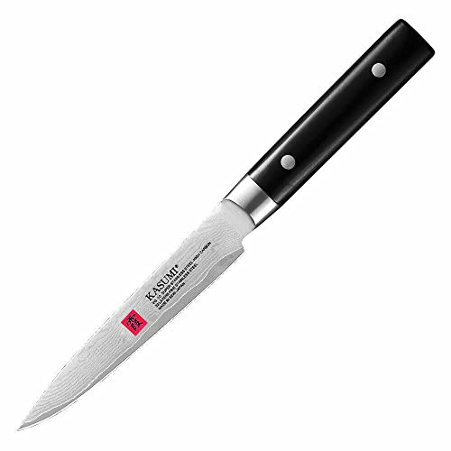 Due Cigni K-82012 Kasumi Damaskus småbrygga verktygskniv, 12 cm, rostfritt stål, svart