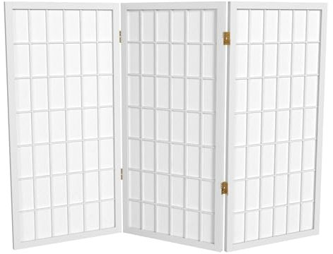 3 ft. Short Window Pane Shoji Screen - White - 3 Panels
