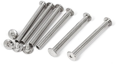 sourcing map 6Stk. Alben Bindung Schrauben Beiträge Interscrews Silver Tone | M5 x 50mm, Metall