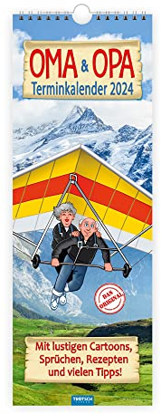 Trötsch Maxi-Streifenkalender Oma und Opa Terminkalender 2024 - mit lustigen Cartoons, Sprüchen, Rezepten und vielen Tipps: Wandkalender