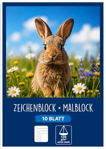 Luxtor Zeichenblock A2 5er-Pack – je 10 Blatt 120g/m² Extra Stark – Mit stabiler Rückpappe – Großformat Malblock Skizzenblock für Schule & Kunst - Motivsortiert - Keine Auswahl möglich