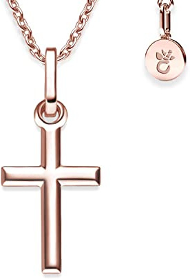 Korskedja, roséguldkors, kedja med korshänge av hög kvalitet, guldpläter*inkl. lyxfodral + * korskedja kors hänge kors rött guld förgyllt korshänge religiös FF05 VGRT45, 38 - 42 cm, Sterlingsilver,