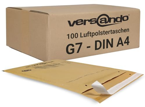 versando 100x G7 Luftpolsterumschläge Innenmaß 230 x 340 mm Außenmaß 250 x | 350 mm braun/goldgelb für DIN A4
