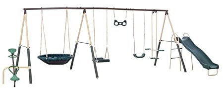 XDP Recreation Deerfield Outdoor Playground Swing Set with Slide & See Saw