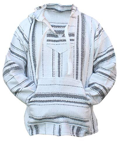 Del Mex Mexikanischer Baja Kapuzenpullover, Sweatshirt, Pullover, Jerga, Surf, Poncho, Drogenteppich, Cordoba, X-Large