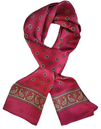 UK_Stone Klassisch 100% Seide Paisley Blumen Krone Diamant Doppelschicht Halstuch Herren Schal 12MM