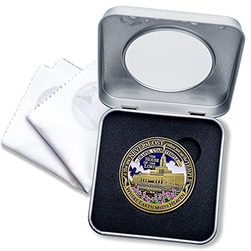 Armor Coin & Emblem - Draper Utah Temple Commemorative Medallion – LDS Challenge Coin Style Keepsake with Display Tin Gift Box and Polishing Cloth