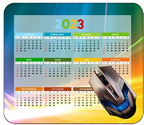 Spelmusmatta 2023 års kalender med semester, blomblad bakgrund vita musmattor