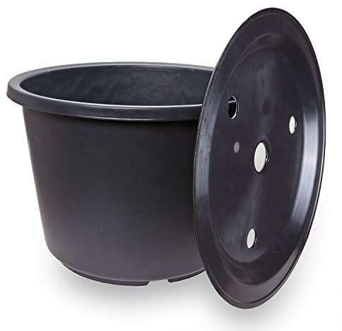 CLGarden ø 45cm 30 Liter PE Springbrunnenbecken rund mit GFK Deckel Becken Set Brunnenbecken klein für Gartenbrunnen Garten Springbrunnen Quellstein