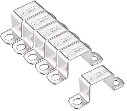 sourcing map 6 Stück U Förmige Verbinder Halterung 28 x 32mm 304 Edelstahl | Für Tür Geschlossene Stangenhalter Strebenkanal