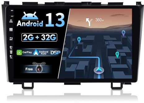 JOYX Android 13 bilradio passar Honda CRV (2007–2011) – [2G 32G] – Inbyggd Carplay/Android bil – backkamera gratis – 9 tum 2 Din – stöder rattstyrning 4G WiFi BT DAB fast båt