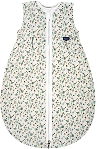 Alvi Baby Mäxchen Thermo Schlafsack, Baby-Schlafsack ohne Ärmel, Winterschlafsack, Außensack wattiert (GOTS Petit Fleurs, 110)