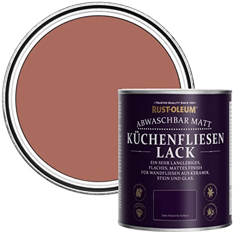 Rust-Oleum Peinture Rouge Résistante à l'eau pour Faïence de Cuisine, Finition Mate - Saumon 750ml