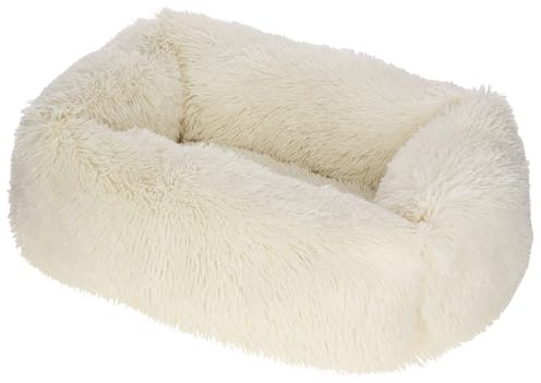 Kerbl Pet Kuschelbett Fluffy | Creme, 80 × 60 × 22 cm, weiches Polyesterbett mit komfortabler Füllung und rutschhemmendem Boden