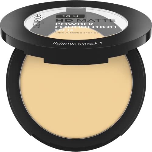 Catrice 18H HD Matte Powder Foundation, Nr. 012W, Nude, langanhaltend, mattierend, matt, für unreine Haut, vegan, ölfrei, UVA- und UVB-Filter + SPF 15, ohne Parfüm, 1er Pack (8g)