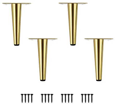 SIVIKIO Möbelfüße 4 Stück Möbelbeine Kegel Schräg/Vertikale Möbelfüße Edelstahl mit rutschfeste Gummibasis DIY für TV-Schrank Bett Sofa Badschrank