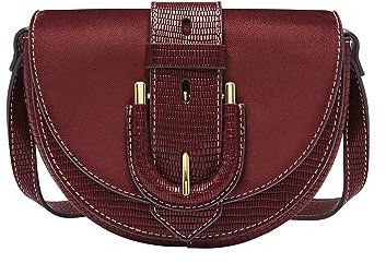 Fossil Damen Harwell Small Crossbody, Mahagoni mit Wildlederklappe