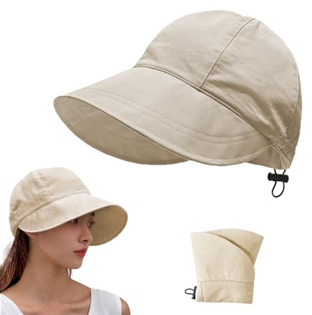 huablo] UPF 50+ Womens Sun Hat Wide Brim Sun Hat UV Protection Hiking Fishing Hats Beige