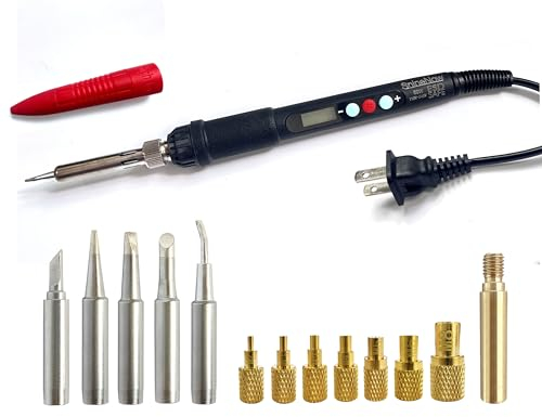 ShineNow 60W Digital Soldering Iron Heat Set Insert Tool with Extra Soldering Tips and Heat Set Insert Tips