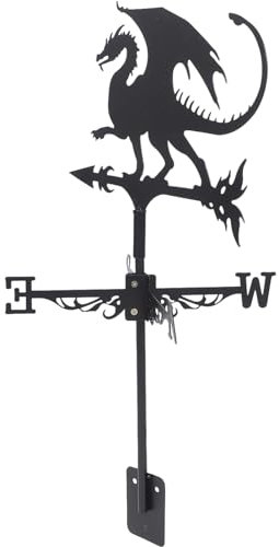 PRETYZOOM Girouette de Jardin Dragon Volant en Métal Indicateur de Direction Vent Décoration Extérieure Halloween Ornement pour Pelouse Toit Support de Inclus