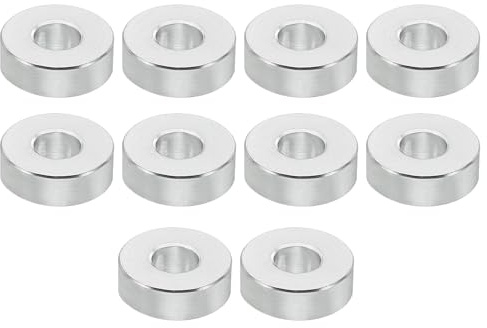 PATIKIL M6 Aluminium Abstandshalter, 10 Stück Metall Distanzhülsen Alu Unterlegscheiben 6.2 mm ID x 15 mm OD x 5 mm L Schraubenaufsteller Rund für 1/4 oder M6 Schraubenbolzen