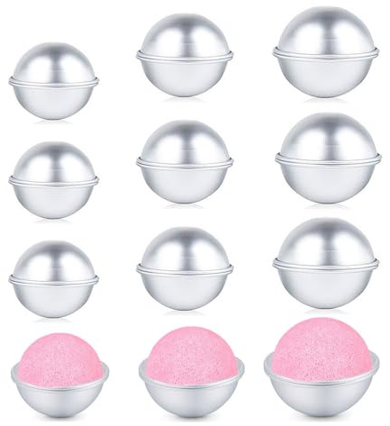 12-teiliges Set DIY Metall-Badebombenformen mit 3 Größen, 24 Stück, für Geschenke und zum Basteln Ihrer eigenen Sprudeln, 4,5 cm/5,5 cm/6,5 cm