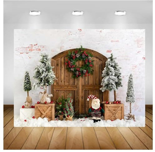 Weihnachtsdorf Holztor Digitale Fotografie Hintergrund Requisite Schnee Party Feier Studiohintergrund