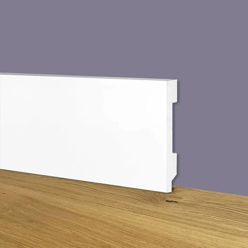 Battiscopa Zoccolino BIANCO Squadrato passacavo 70x15x2000mm in POLIMERI - Polistrutturato