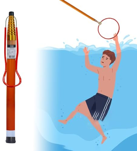 Teleskopstange Pool Teleskop-Pool-Rettungsstange für Ertrinkende Schwimmer, Sicherheitspoolstange mit Leucht- und Reflektorfunktion, Rettungsstange aus Fiberglas, Poolzubehör(1.2m-4.5m(3.9 ft-14.7ft))
