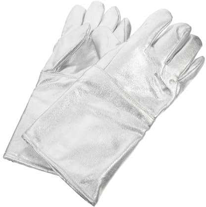 Gatuida 2stücke Feuerfeste Arbeitshandschuhe Aus Aluminiumfolie Hitzebeständige Kochhandschuhe Isolierhandschuhe Für Schweißarbeiten Feuerfeste Hitzeschutz-handschuhe