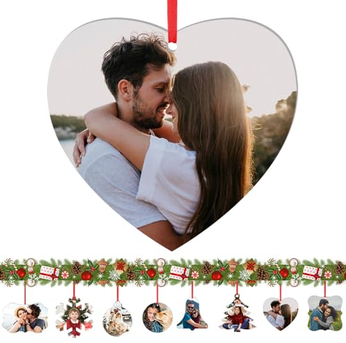 Personalisierte Weihnachtskugeln aus Metall mit Foto | Weihnachtsbaumschmuck, Personalisiertes Fotogeschenk für Mama, Papa, Oma, Opa, Hund und das erste Weihnachten des Babys