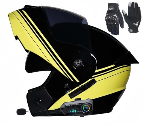 Bluetooth Modular Motorcycle Helmet for Adults, ECE Approved, Anti-Fog &Amp; Integrated Dual Visor, Built-In Dual Speaker, Motorcycle Men &Amp; Women B,XL61-62CM