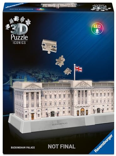 Ravensburger 3D Puzzle Iconics: 12008031 Buckingham Palace - mit Licht - Der Sitz der britischen Royals als detailgetreues und beleuchtetes Modell