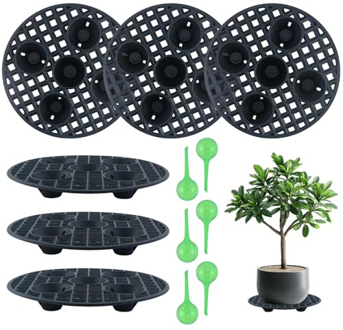 EASYKEENECOM 6 Piezas Almohadillas Malla Plantas Maceta Soporte - Rejilla De Drenaje Redondas PláStico para BonsáI Interior, Jardinera Exterior, Proteger El Suelo, 20cm
