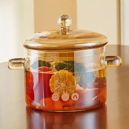 Vllentin Mini Glass Saucepan With Cover,Transparent Pot,Glass Stew Pot,Double Handle,Thickened,Large Capacity,for Cooking On Stove Simmer Pot For Pasta Noodle