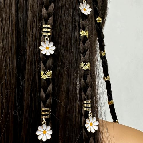 XCSJ 45 Pcs Dreadlocks Schmuck, Verstellbar Metall Cuffs, Blumen Haarschmuck Zum Flechten, Haarperlen Zum Klipsen, Haarschnüre Für Zöpfe, Haarschmuck Dreadlocks Für Frauen, Mädchen